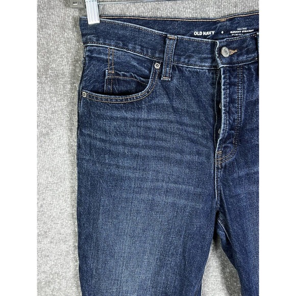 Old Navy High Rise Slouchy Straight Button Fly Crop Jeans Womens Size 6 Blue - Picture 6 of 16